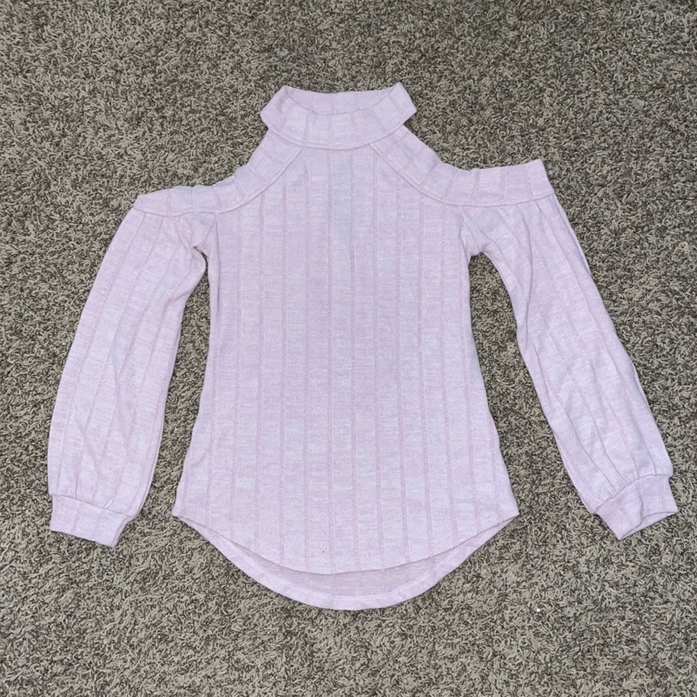 Lavender Shoulder Cut Out Sweater